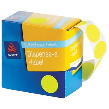 Avery Dispenser Box 24mm Fluoro Yellow Dots Pk/350