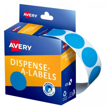 Avery Dispenser Box Labels 24mm Round Dot Stickers 937276 Light Blue Pk/500