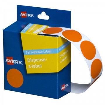 Avery Dispenser Box Labels 24mm Round Dot Stickers 937248 Orange Pk/500