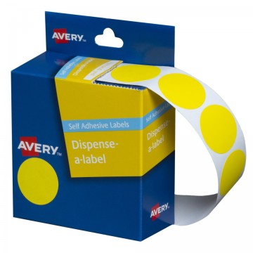 Avery Dispenser Box Labels 24mm Round Dot Stickers 937247 Yellow Pk/500