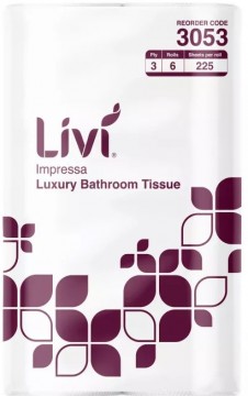 Livi 3053 Impressa Luxury Toilet Tissue 3ply 225 Sheets Pk/6 Rolls (48/ctn)