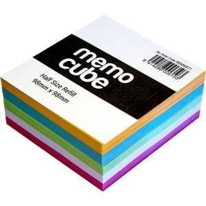 Memo Cube Refill Assorted Colours Half Height (500 Sheets)