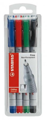 Stabilo 852 Fine Non-permanent Ohp Pens Pkt4