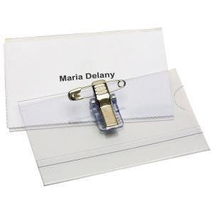Name Badge With Pin & Clip & Blank Card Bx/50
