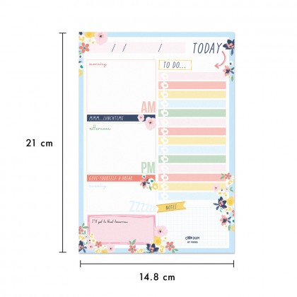 Planner Daily Floral A5 Portrait 148mm X 210mm 60 Sheet Pad