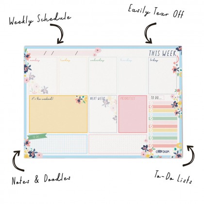 Planner Weekly Floral A4 Landscape 210mm X 295mm 60 Sheet Pad