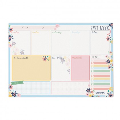 Planner Weekly Floral A4 Landscape 210mm X 295mm 60 Sheet Pad