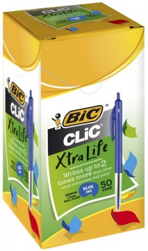 Bic Clic Medium 1.0mm Blue Ballpoint Pens Blue Barrels Box/50