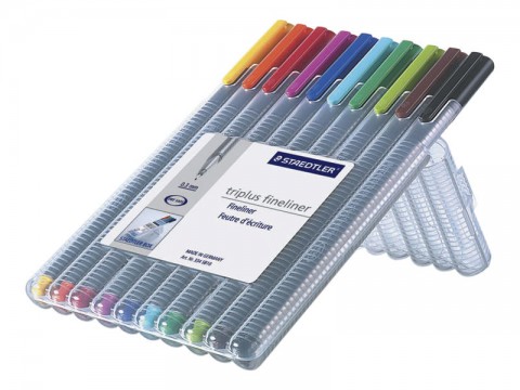 Staedtler Triplus Fineliner Pen 0.3mm Super Fine Assorted Colours Set/10