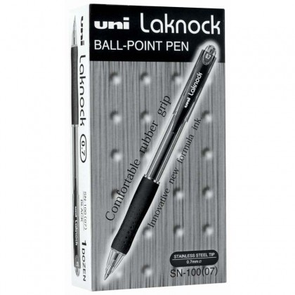 Uni Laknock 0.7 Fine B/p Pen Black
