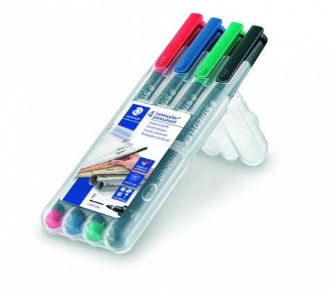 Staedtler Lumocolor Ohp Pen Permanent Fine 0.6mm Assorted Colours Set/4