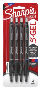 Sharpie S-gel Ink Pen 0.7mm Retractable Assorted Colours 4/pk