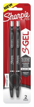 Sharpie S-gel Ink Pen 0.7mm Retractable Black 2/pk
