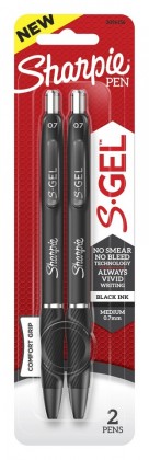 Sharpie S-gel Ink Pen 0.7mm Retractable Black 2/pk