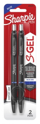 Sharpie S-gel Ink Pen 0.7mm Retractable Blue 2/pk