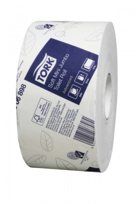 Tork T2 Toilet Roll 2ply 2306898 Soft Mini Jumbo Advanced 200m White Ctn/12