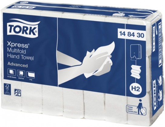 Tork H2 Hand Towel 1ply 148430 Xpress Multifold Slimline Adv White Ctn/21