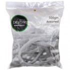 Rubber Bands Assorted Sizes 500gm Bag