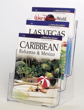 Brochure Holder A4 3 Tier Free-standing Clear