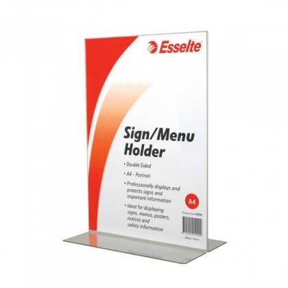 A4 Menu/sign Holder Portrait T-base Free-standing