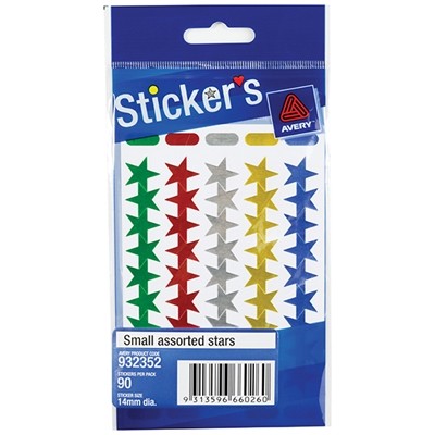 Avery Label Stars Small Assorted 90 Pack