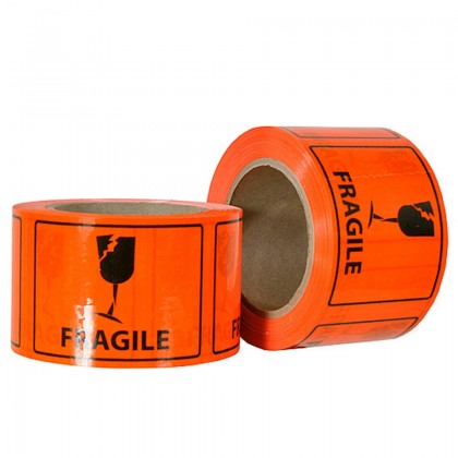 Ripstik Label - Fragile - 72mm X 100mm Orange Roll/660