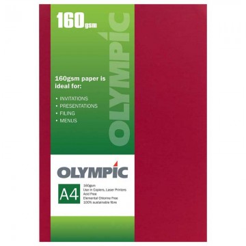 Olympic Card 160gsm A4 Intensive Red 15 Sheets