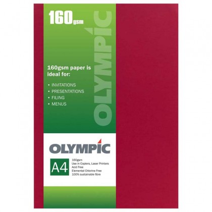 Olympic Card 160gsm A4 Intensive Red 15 Sheets