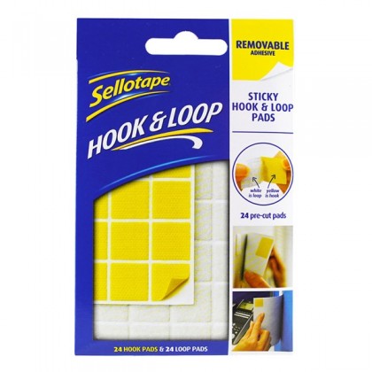 Sellotape Sticky Hook & Loop Pads Removable 20mm Pkt/24