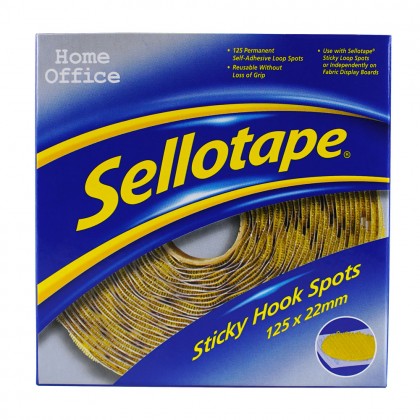 Velcro Hook Spots Permanent 22mm Yellow Pk/125