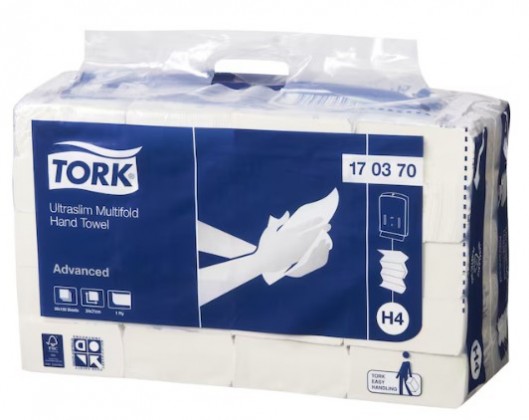 Tork H4 Hand Towel 1ply 170370 Multifold Ultraslim 240x210mm 150sheets/pk Ctn/20