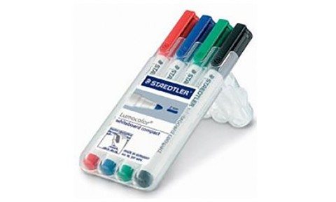 Staedtler 341 Lumocolor Whiteboard Market Bullet Tip 1.0-2.0 Fine Asstd Pk/4