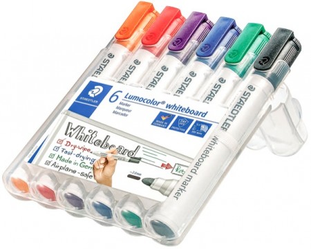 Staedtler 351 Lumocolor Whiteboard Marker Bullet Tip 2.0 Asstd Pk/6