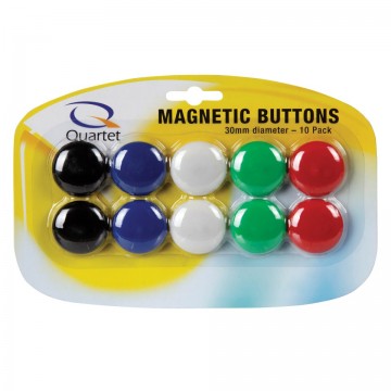 Whiteboard Magnetic Button 30mm Assorted Colours Pk/10