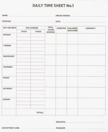 No.1 Daily Time Sheets 50 Leaf