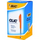 Bic Clic Medium 1.0mm Blue Ballpoint Pens Assorted Barrels Box/50