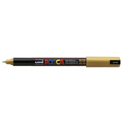 Uni Posca Ultra Fine 0.7mm Pin Tip Marker Gold