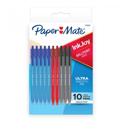 Papermate Inkjoy 1.0mm Medium Ballpoint Pen Assorted Colours Pk/10